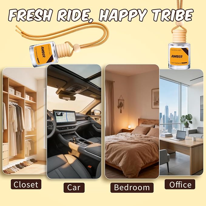 RAINBOW ABBY Car Air Freshener Hanging, Amber Fragrance Oil
