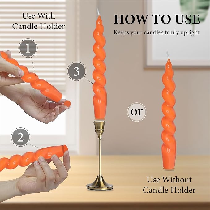 Taper Wax Dots - 24pcs Spiral Sticky Dots White Adapter Small Candles Adhesive, Soft Wax for Any Holder Accessories - Orange