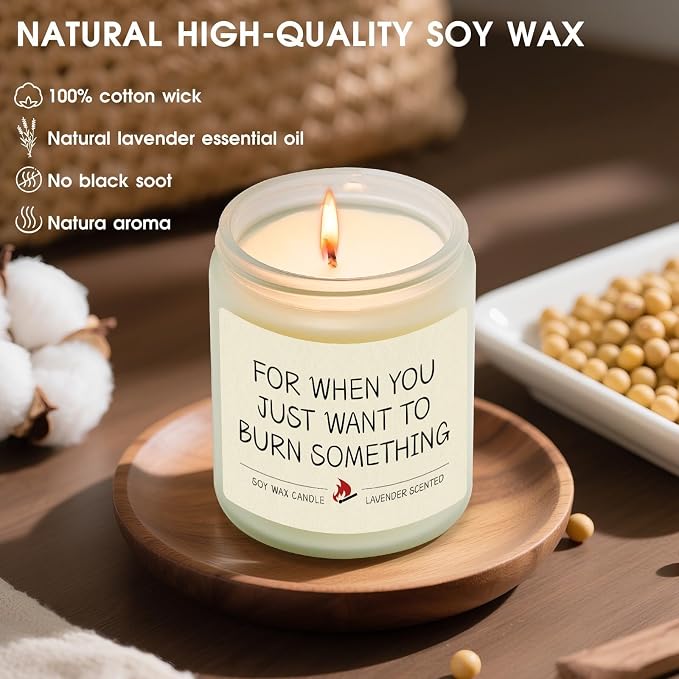 Stress Relief Gifts, Gag Gifts for Women Men, Relaxing Gift for Coworker, Boss, Work Bestie, Best Birthday Christmas Gift for Friend, Sister, Mom, Funny Lavender Scented Candles