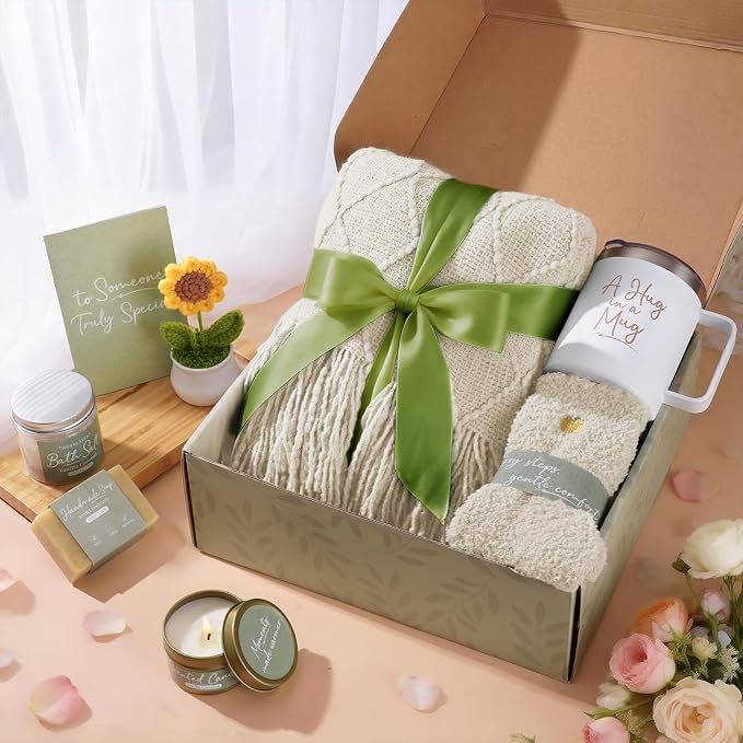 Get Well Gifts for Women After Surgery, Sending Sunshine Relaxing Gift Baskets for Mom Women Her Best Friend Wife Daughter Birthday Gifts Self Care Kit, Get Well Soon Spa Basket Care Package