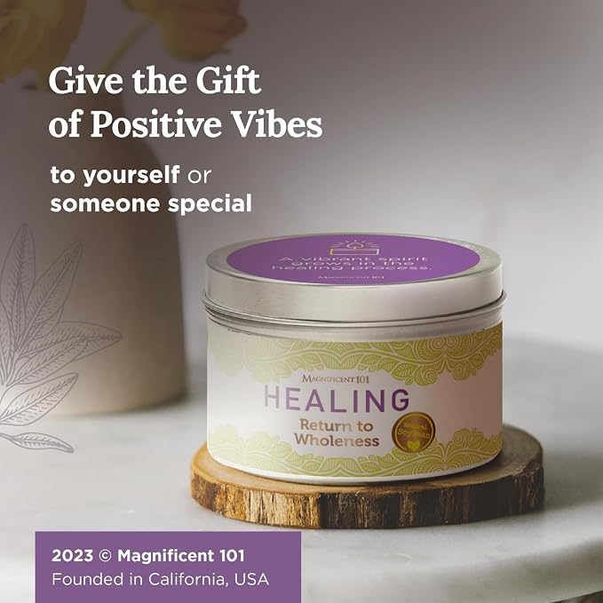 MAGNIFICENT 101 Healing & Manifestation Smudge Meditation Candle - 6 Oz Red Soy Wax - 35-Hour Burn - Infused with Palo Santo, Sandalwood, Sage & Lavender Oils - Aromatherapy Candle