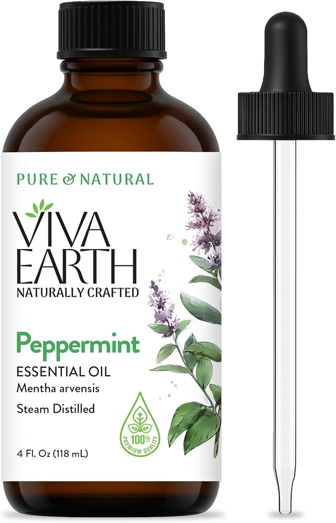 Peppermint Essential Oil – 100% Pure and Natural Peppermint Aroma for Diffusers, Aromatherapy, Hair and Scalp Care, Skin Care, Massage Oils, Soap and Candle Making – with Dropper, 4 oz