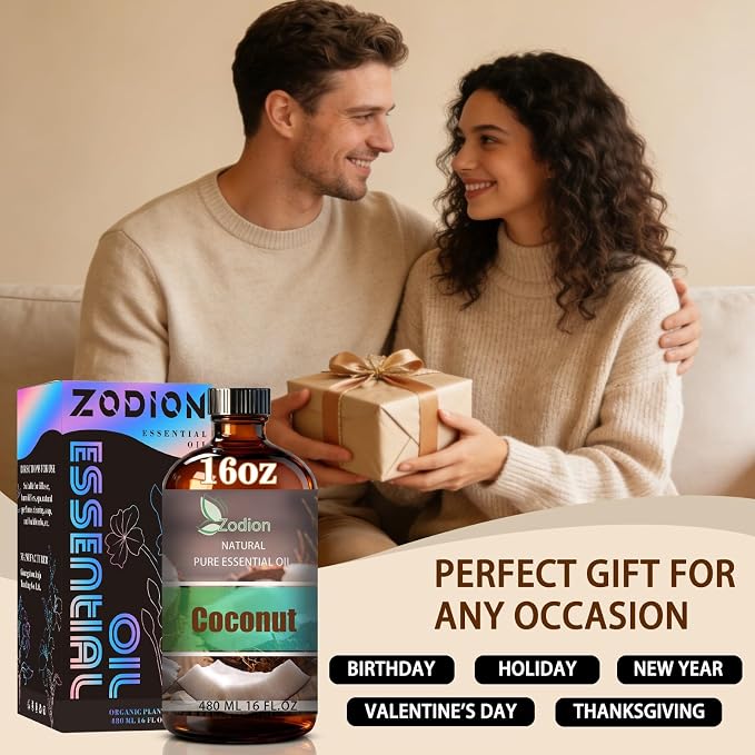 Coconut Essential Oil - Coconut Fragrance Oil for Diffuser, Massage, Humidifier, DIY Candle, Soap Making, Home, Bath, Yoga - 16 fl oz (480ml) - ZODION Essential Oils