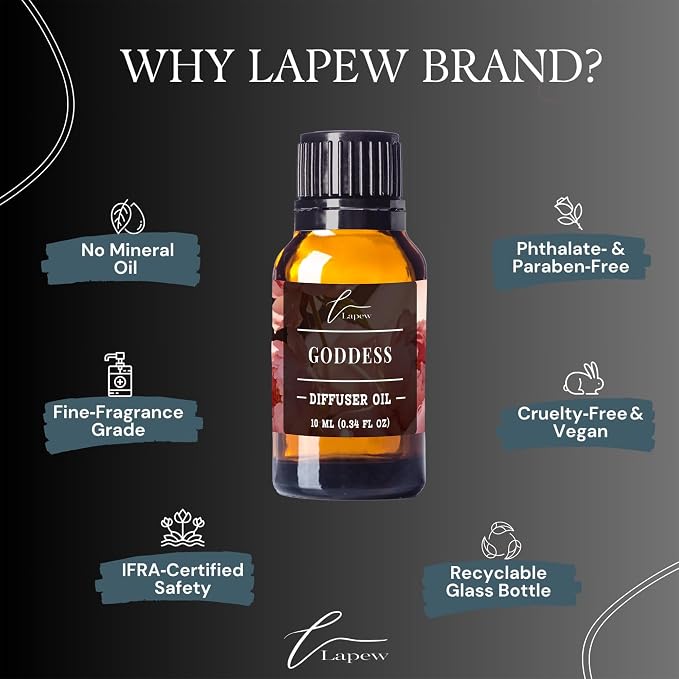 Lapew Goddess Waterless Diffuser Oil | Fragrance Oil for Nebulizer & Cold Air Diffusers | Scented Home Oil | 0.34 fl oz