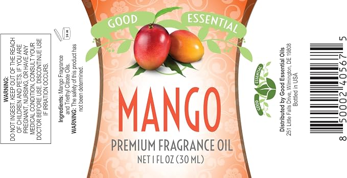 Good Essential Mango Fragrance Oil for Diffuser, Soap, Candles, Room Spray, Lotion & Body Butter - 1 fl oz (30 ml) - Mango Scent Oil