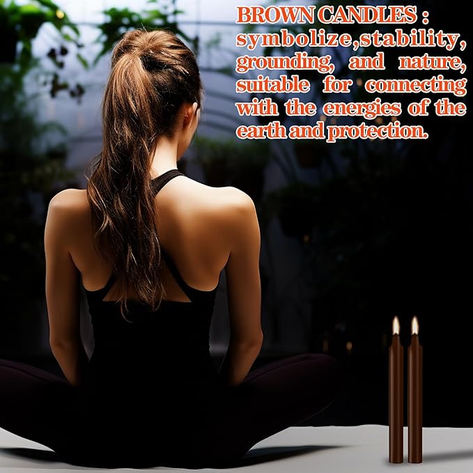 24 Pack Brown Spell Chime Candles – Premium Mini Unscented Taper Candles for Rituals, Prayer, Birthdays, Meditation, Altar, Spells, Chime Candles - 4 Inch Tall - Ideal for Witches