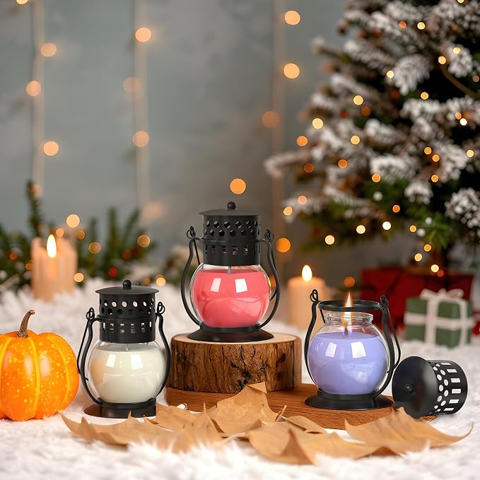Scented Candles for Home, 3 Pack Fall Candle Set Natural Soy Wax, Retro Lantern Candles Autumn Gifts Set for Women Men, Aromatherapy Candle of Vanilla, Rose, Lavender