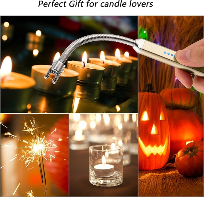 MEIRUBY Electric Candle Lighter, Valentine's Day Gifts for Women Mom Men Wife, USB Arc Rechargeable Windproof Long Lighter for Candle BBQ Birthday Housewarming Gift Idals