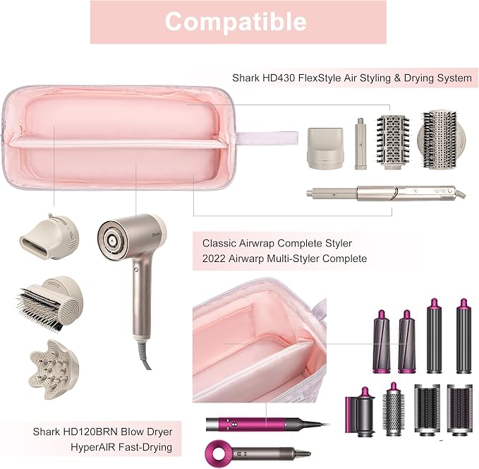 Leudes Hair Tools Travel Bag for Shark Flexstyle Carrying Case Portable Shark Hair Air Wrap Dryer Case Waterproof Dustproof Flat Curling Iron Travel Organizer (Lavender Violet)