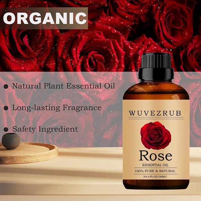 Rose Essential Oils 120ML, 100% Pure and Natural Essential Oil for Aromatherapy Diffuser - 4 Fl Oz/Rose