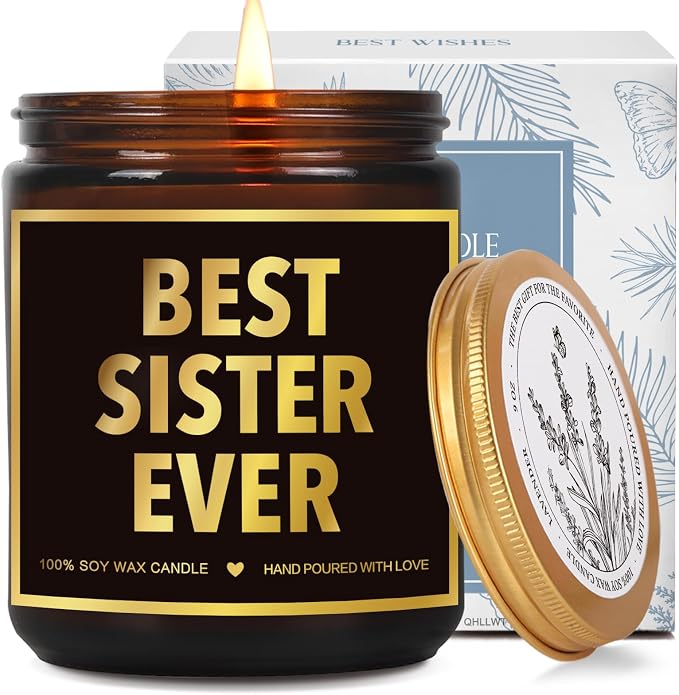 Funny Best Sister Ever Scented Candle Gifts for Sister, Unique Candles Gift for Thanksgiving Christmas Birthday Graduation, Cool Sisters Candle for Bonus Stepsister, Step Sis in Law-24