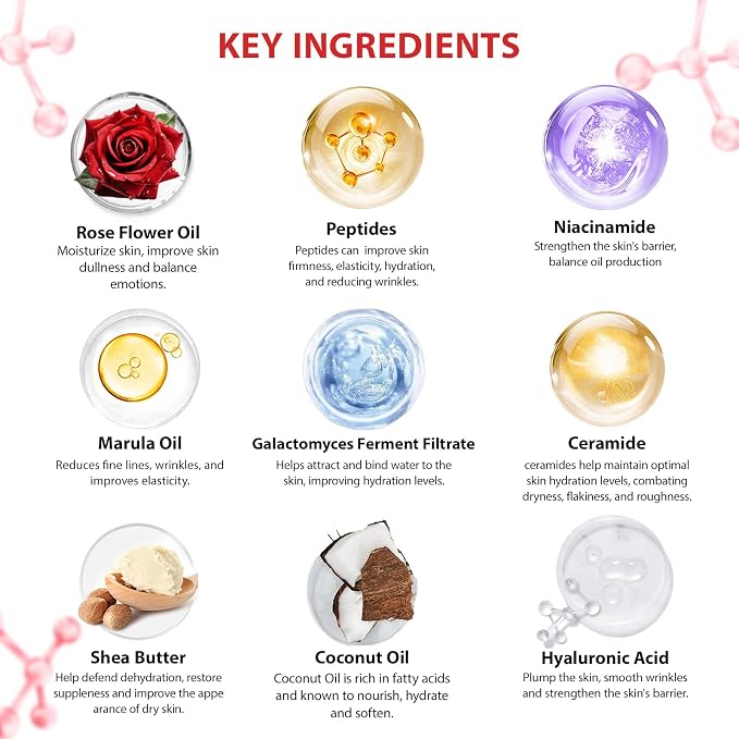 33 Pcs Mother's Day Gifts, Red Rose Bath & Body Gift Set for Women, Home Spa Kit, Hydrating Skin Care Set, Self Care Gift Basket, Cosmetic Bag, Necklace, Valentines, Birthday, Anniversary