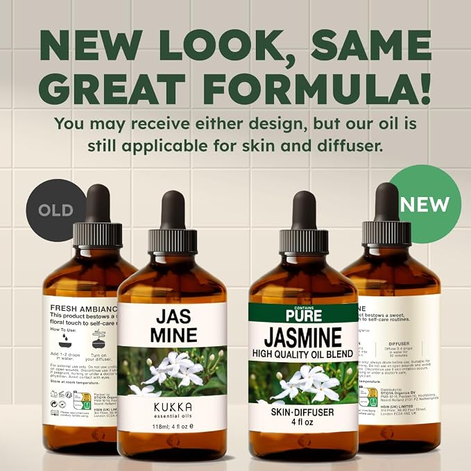 100% Pure Jasmine Oil - 4 Fl Oz Jasmine Essential Oil for Hair, Skin, Diffuser, Aromatherapy & DIY Soap Making Scent