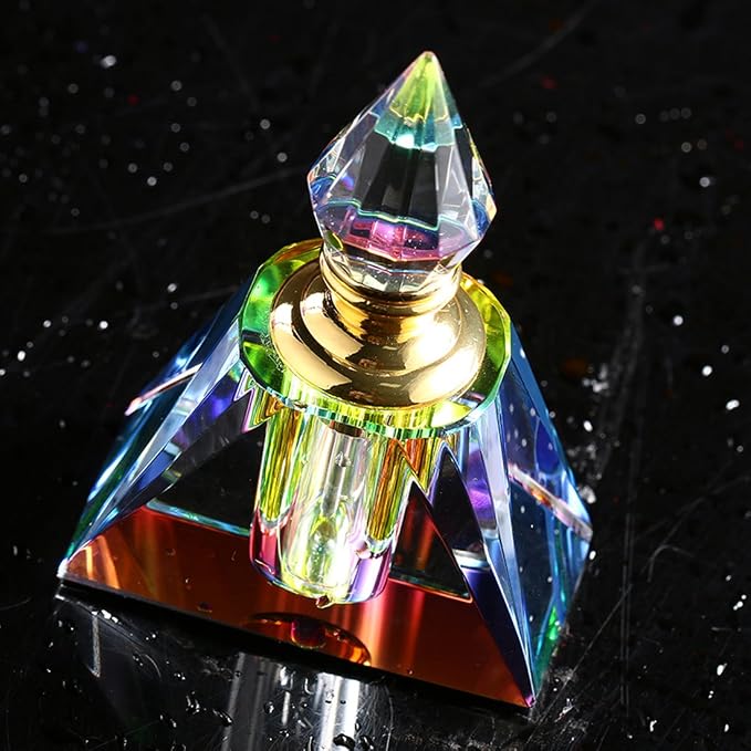 H&D HYALINE & DORA Vintage Egyptian Perfume bottle Decor Refillable Mini Empty Potions Glass 3ML (Rectangular pyramid)
