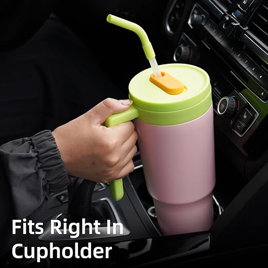 Konokyo Insulated Tumbler with Handle and Straw,40 OZ Vacuum Stainless Steel Water Bottle Travel Mug Metal Cup with Fruit Diffuser,Cherry