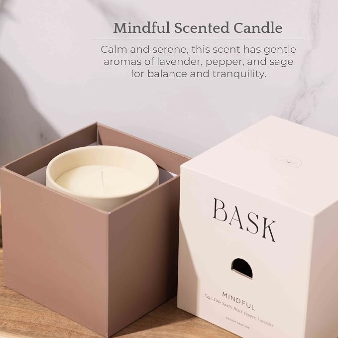 Relaxing Candles for Home by BASK - Scented Candles - Winter Candles - Gifts for Women and Men - Scent: Mindful