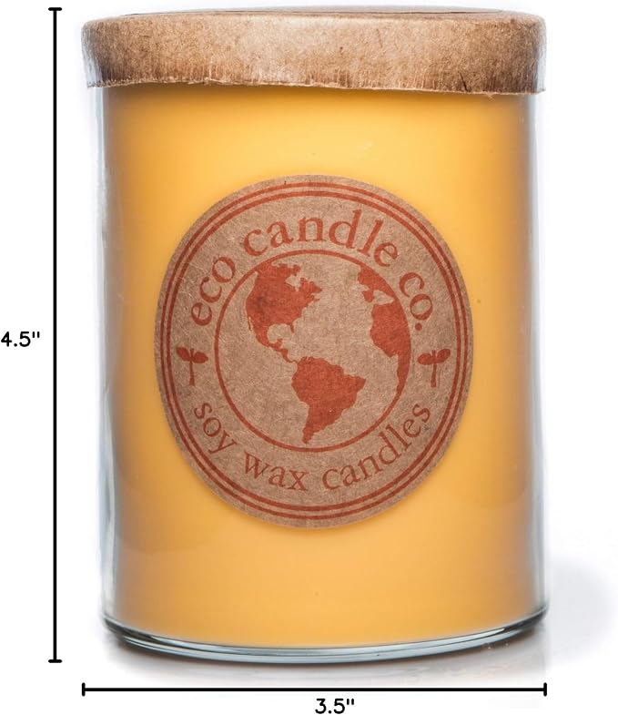 ECO CANDLE CO. Recycled Candle, Citrus Squeeze, 18 oz. Double Wick - Scents of Orange, Tangerine, Grapefruit, Lemon, & Lime - 100% Soy Wax, No Lead, Kraft Paper Label & Lid, Hand Poured