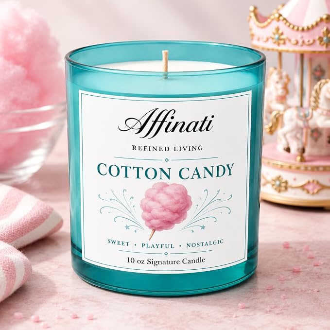 Affinati Cotton Candy Signature Candle - 10 oz Luxury Soy Blend Wax Candle, Long-Lasting Home Fragrance