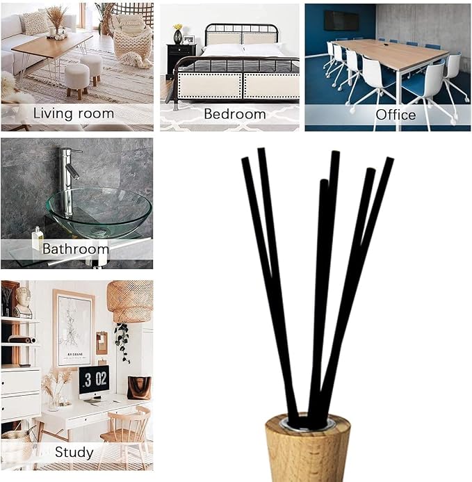100PCS Reed Diffuser,7 Inch Aromatherapy Diffuser Black Fiber Sticks-Black Reed Diffuser Sticks for Home Office Spa and Bedroom