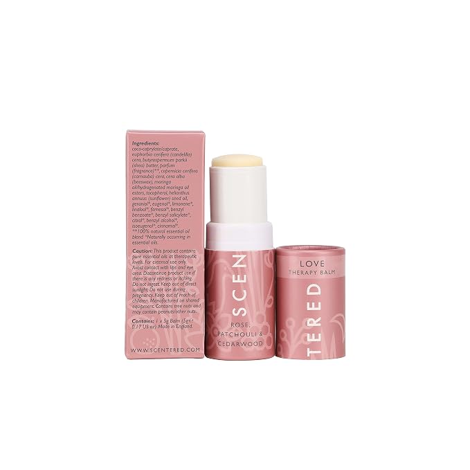 Scentered Aromatherapy Balm Sticks for Stress-Relief & Emotional Balance - Roll On Essential Oil Blends of Rose & Chamomile - Gifts for Valentines Day for Her - De-Stress & Love