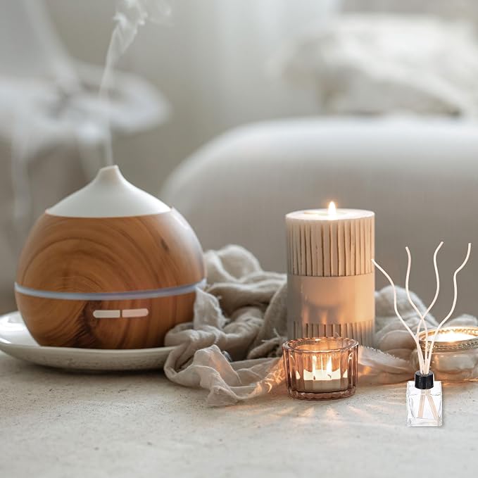 uxcell 20Pcs Wavy Rattan Reed Diffuser Sticks, 28cm/11 Natural Wooden Rattan Fragrance Diffuser Refill Sticks Replacement for Home, Bedroom, Hotel, Office, Bathroom Shelf Decor (Wood)