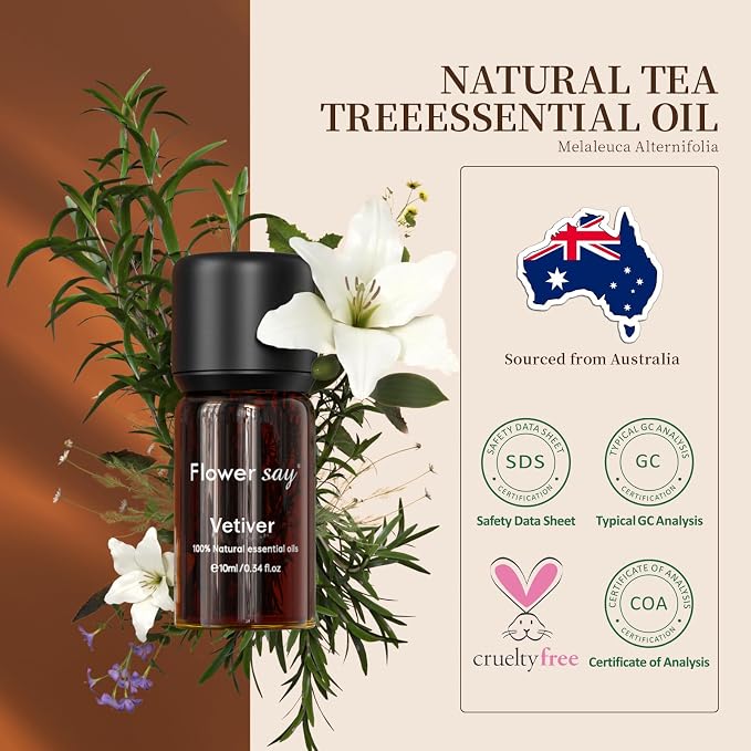 Vetiver Essential Oil 0.34Oz - 100% Pure Natural MAX Undiluted Premium Therapeutic Grade Essential Oils for Diffuser/Skin Care/Massage/Hair/Toenails