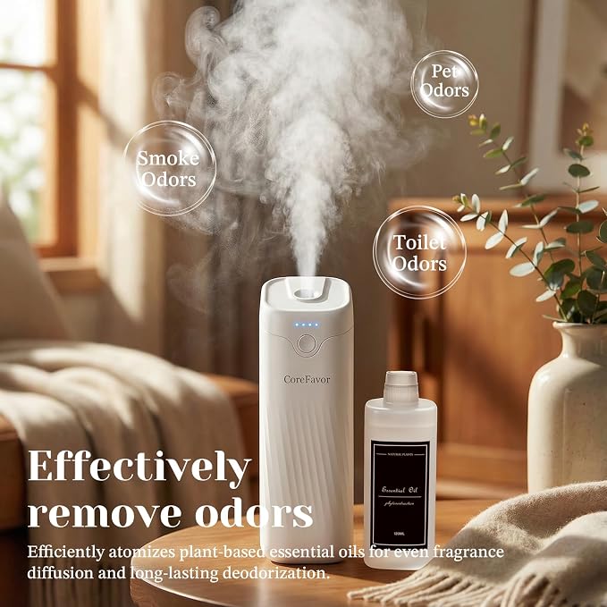 Waterless Essential Oil Diffuser, 4.06fl oz(120ml) Portable Battery Operated Cold Air Aroma Scent Machine, 4 Intensity Levels, Quiet Diffuser for Bdrm Office Bath Car (Retreat 1)