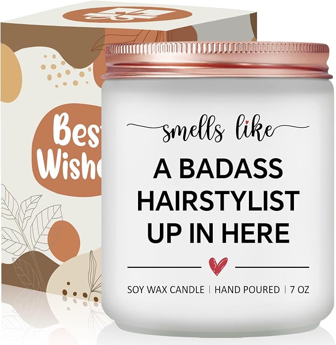 Hairdresser Gifts for Women Men - Female Hair Stylist Gifts Idea, Birthday Christmas Gift for Hairapist Barber Salon Owner Cosmetology Student Graduation Present - Lavender Scented Candle