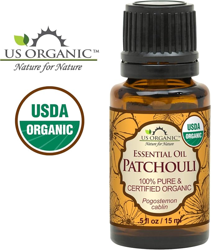 US Organic 100% Pure Patchouli Essential Oil - USDA Certified Organic, Steam Distilled - W/Euro droppers (More Size Variations Available) (15 ml / .5 fl oz)