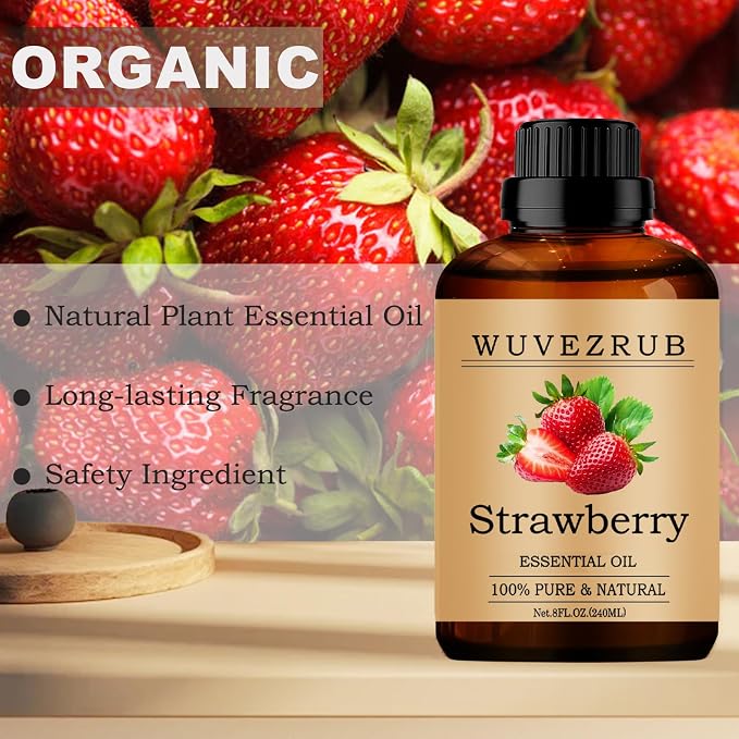 Strawberry Essential Oils, 240ML Pure and Natural Essential Oil for Aromatherapy Diffuser - Strawberry /8 Fl Oz