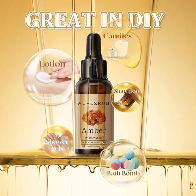 Amber Essential Oil 30ML - 100% Pure and Natural Oils for Aromatherapy Diffuser - 1 Fl Oz/Amber
