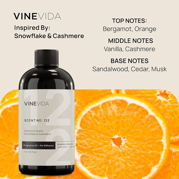 VINEVIDA [16 Oz] Inspired by: Snowflake & Cashmere; Diffuser Oil Refill | Premium Scent Diffuser Oil for Home | Non-Toxic Fragrance