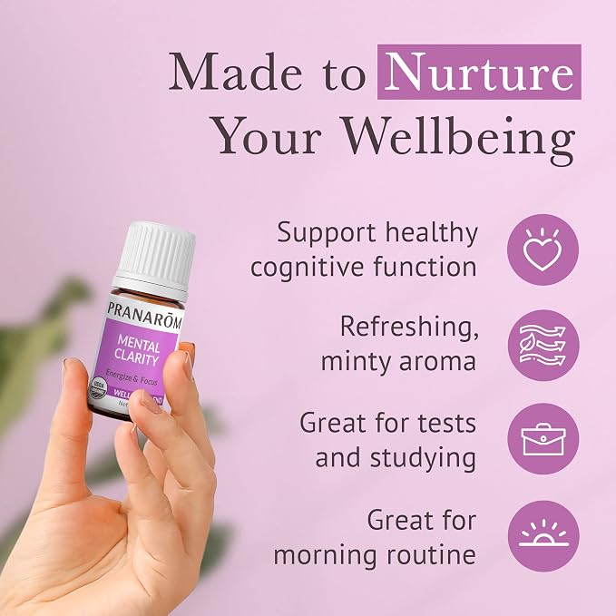 Pranarom - Mental Clarity 15ml Essential Oil Blend - Peppermint, Lemon, Grapefruit, Lavender - 100% Pure, Aromatherapy