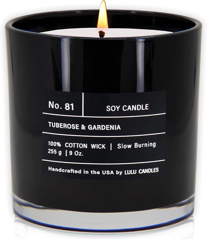 Lulu Candles | Tuberose & Gardenia | Luxury Scented Soy Jar Candle | Hand Poured in The USA | Highly Scented & Long Lasting (9 Oz.)