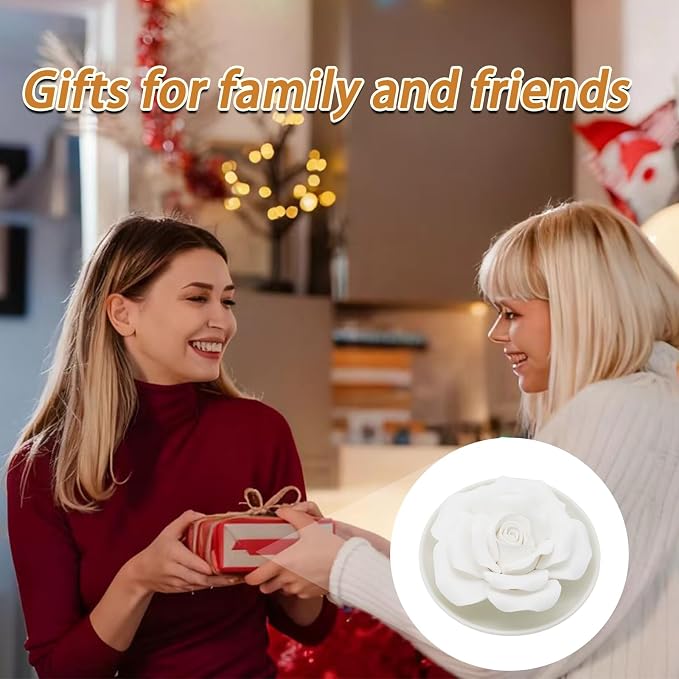 Handmade Flower Rose Ceramic Essential Oil Mini Diffuser, Non-Electric Passive Aromatherapy Diffuser, Decorative Diffusers for Desk/Office/Home Room/Gift (Ceramic Pallet A)