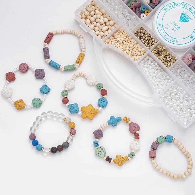 Colorful Lava Rock Essential Oil Diffuser Stone Set Beads for Bracelets Bead for Jewelry Making Natural Gemstone Beads Bulk Essential Oil Diffuser Loose Bead for Bracelet & DIY Crafts & Projects