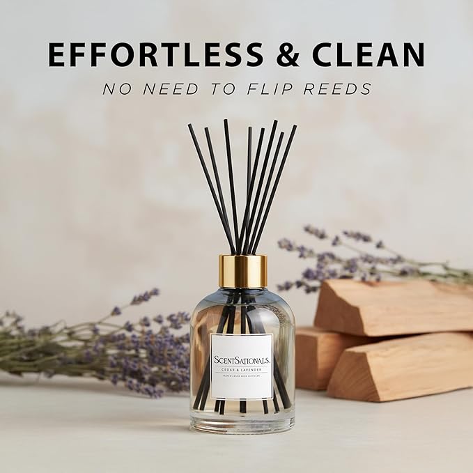 ScentSationals Water-Based Reed Diffuser - Cedar & Lavender - 5 FL OZ Aromatherapy Reed Diffuser