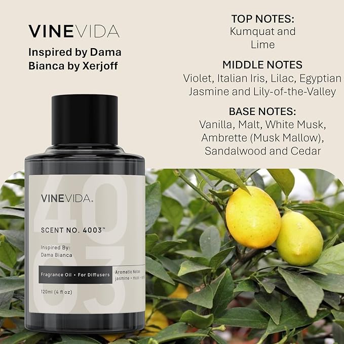 VINEVIDA [4 Oz] Inspired by: DAMA Bianca; Diffuser Oil Refill | Premium Scent Diffuser Oil for Home | Non-Toxic Fragrance