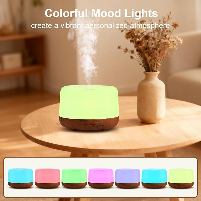 Marchred 300ML Essential Oil Diffuser for Home, Aromatherapy Diffuser with Remote Control, 7-Color LED Light and 4 Timers, Quiet Auto-Off, Easy to Use for Bedroom Office