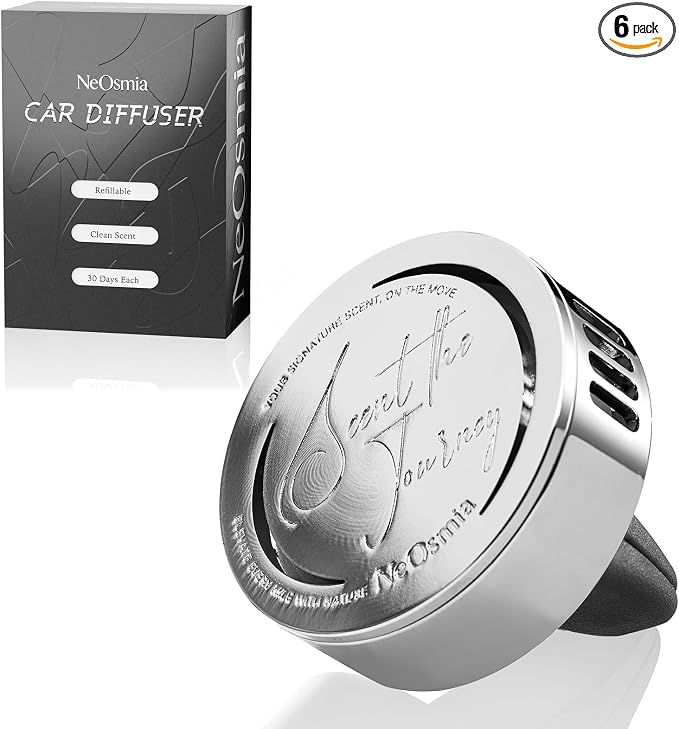 Car Air Freshener Vent Clip, 5 Pack Refills, Essential Oil Car Diffuser (1 Metal Clip + 5 Fragrance Pads), Long Lasting 80 Days, Easy to Clip on Vent,Gardenia Jasmine