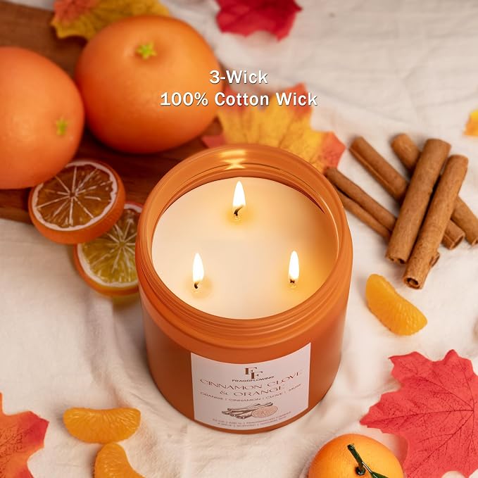 Large Christmas Spices Candle Cinnamon Clove Scented, 3-Wick 22oz Long Lasting Scented Candle, Natural Soy Wax Aromatherapy Candle for Home, Holiday Candle Gifts for Women Men
