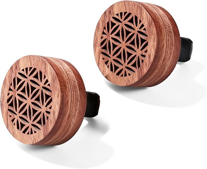 2PCS Car Essential Oil Diffuser: Natural Rosewood Vent Clip Freshener, Volcanic Stone Slow Release Aroma Diffuser for Auto Home Office Bedroom Indoor Use