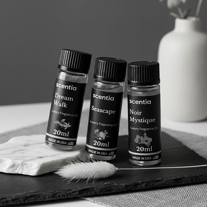 Scentia Luxury Fragrance Collection Diffuser Oils – 3×20 ml Aromatherapy Set | Premium Scents Inspired by 5-Star Destinations | Long Lasting Aroma, Gift-Ready Essential Oil Blend