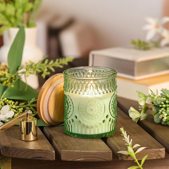 Eucalyptus & Sage Soy Scented Candles for Home- 5.3oz 35H Natural Soy Wax Aromatherapy Jar Candle with Strong Scent, Decorative Aesthetic Candles for Relax, Meditation, Bathroom, Luxury Gift for Women