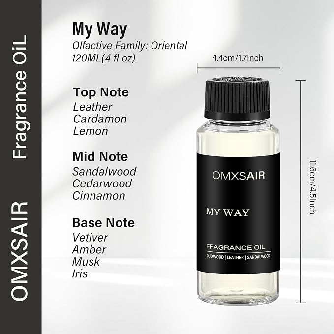 My Way Hotel Diffuser Oil & Home Luxury Fragrance Scents -120ml- Comforting Sandalwood, Cedarwood & Iris - Aromatherapy Oil Blends My Way Fragrance Essential Oils for Diffuser