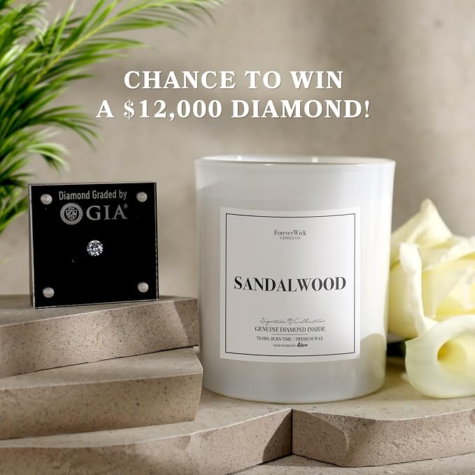 Foreverwick Sandalwood Candle | Anniversary Day Candle Present Ideas | Aromatherapy Candle for Bath, Destress & Clearance | Strong Scented Candles for Decor | 14 oz & 70 Hours Burning Time