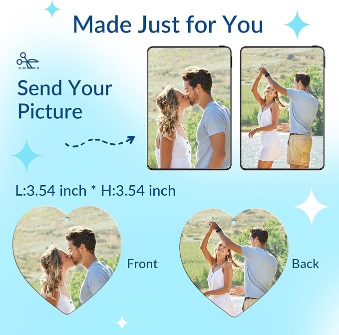 Custom Air Fresheners with Picture for Car | Personalized Photo Gifts; Double-Sided Print; Hanging Ornament; Scent Choice Available; Heart Shape