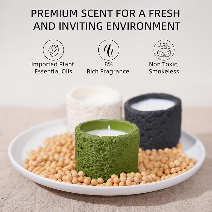 Viyffo 3 Pack Citronella Candles Outdoor, Citronella Candle Set, Outside Decorative Scented Candles, Non Toxic Soy, Colorful Ceramic Jar for Patio, Backyard Décor & Camping Gift (6oz, 12H+ Burn Each)