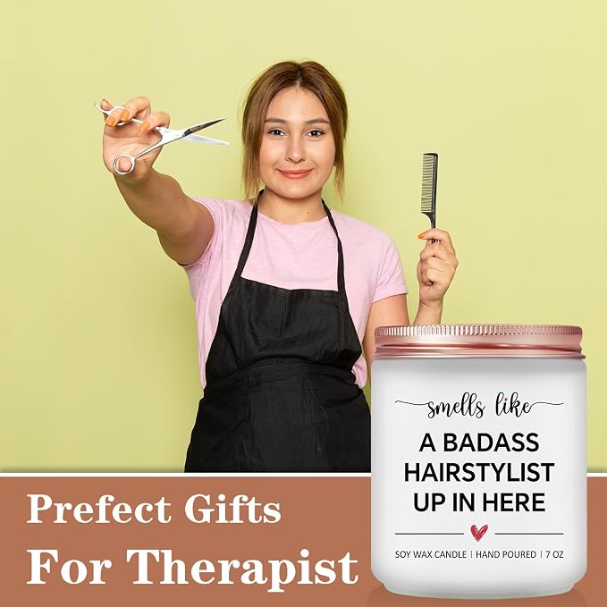 Hairdresser Gifts for Women Men - Female Hair Stylist Gifts Idea, Birthday Christmas Gift for Hairapist Barber Salon Owner Cosmetology Student Graduation Present - Lavender Scented Candle