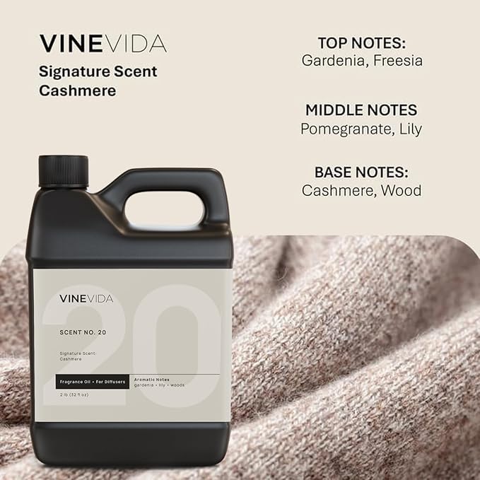 VINEVIDA [32 Fl Oz] Cashmere Fragrance Oil for Cold Air Diffusers, Essential Oils for Diffuser Oil Refill & Air Freshener Room Spray